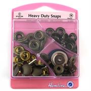 HEMLINE HANGSELL - Heavy Duty Snaps  15mm - Starter kit 12 Sets - antique brass
